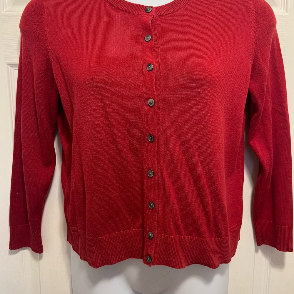 croft & barrow Bright Red Button-Front Cardigan